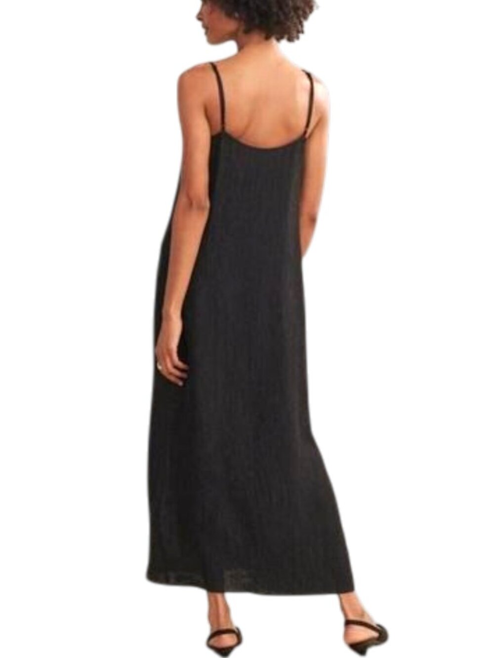 NWOT Jenni Kayne Cleo Slip Dress M Slate Black Crinkle Matte Satin - Picture 2 of 10